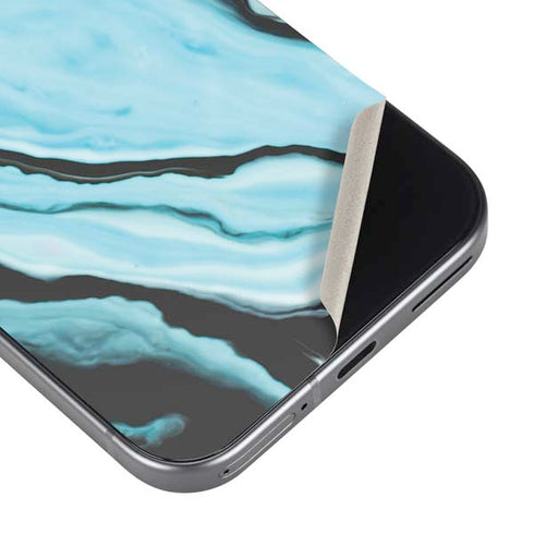 Aqua Blue Marble Ink Google Pixel 9 Skin